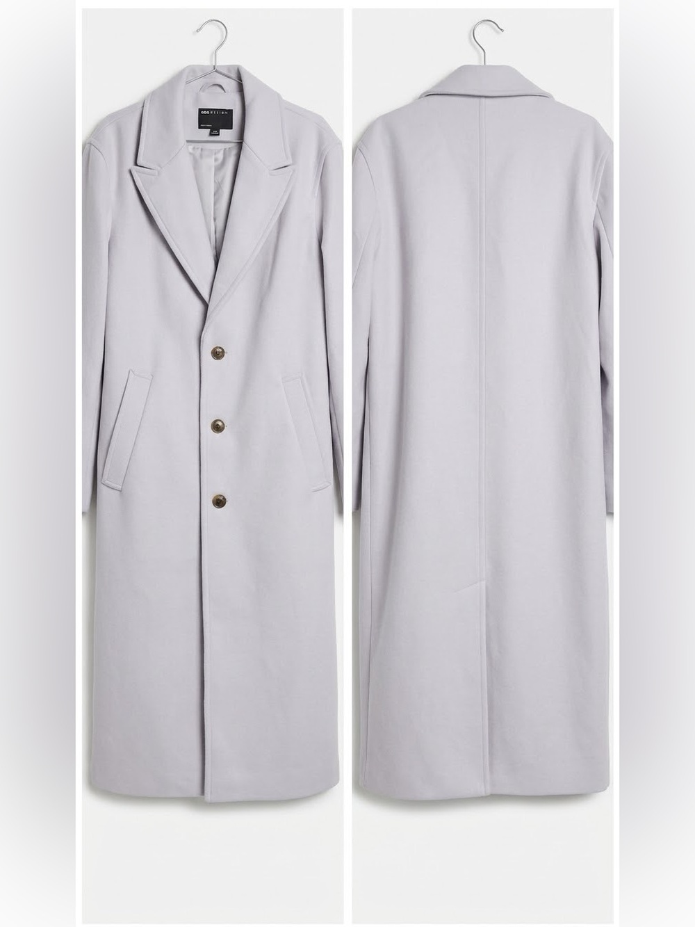 NWOT ASOS Lilac Oversized Single-Breasted Long Trench Coat